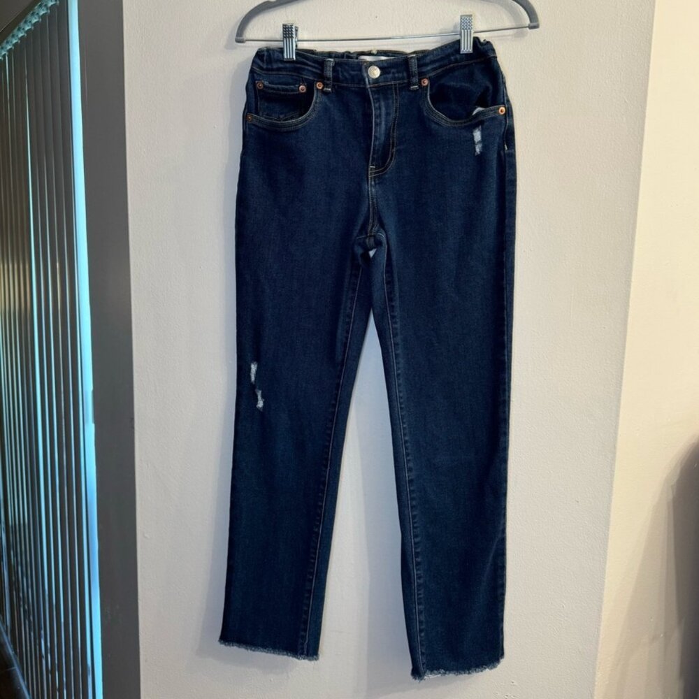 Levi Strauss Youth Girls High Rise Straight Dark Wash Stretchy Denim Jeans